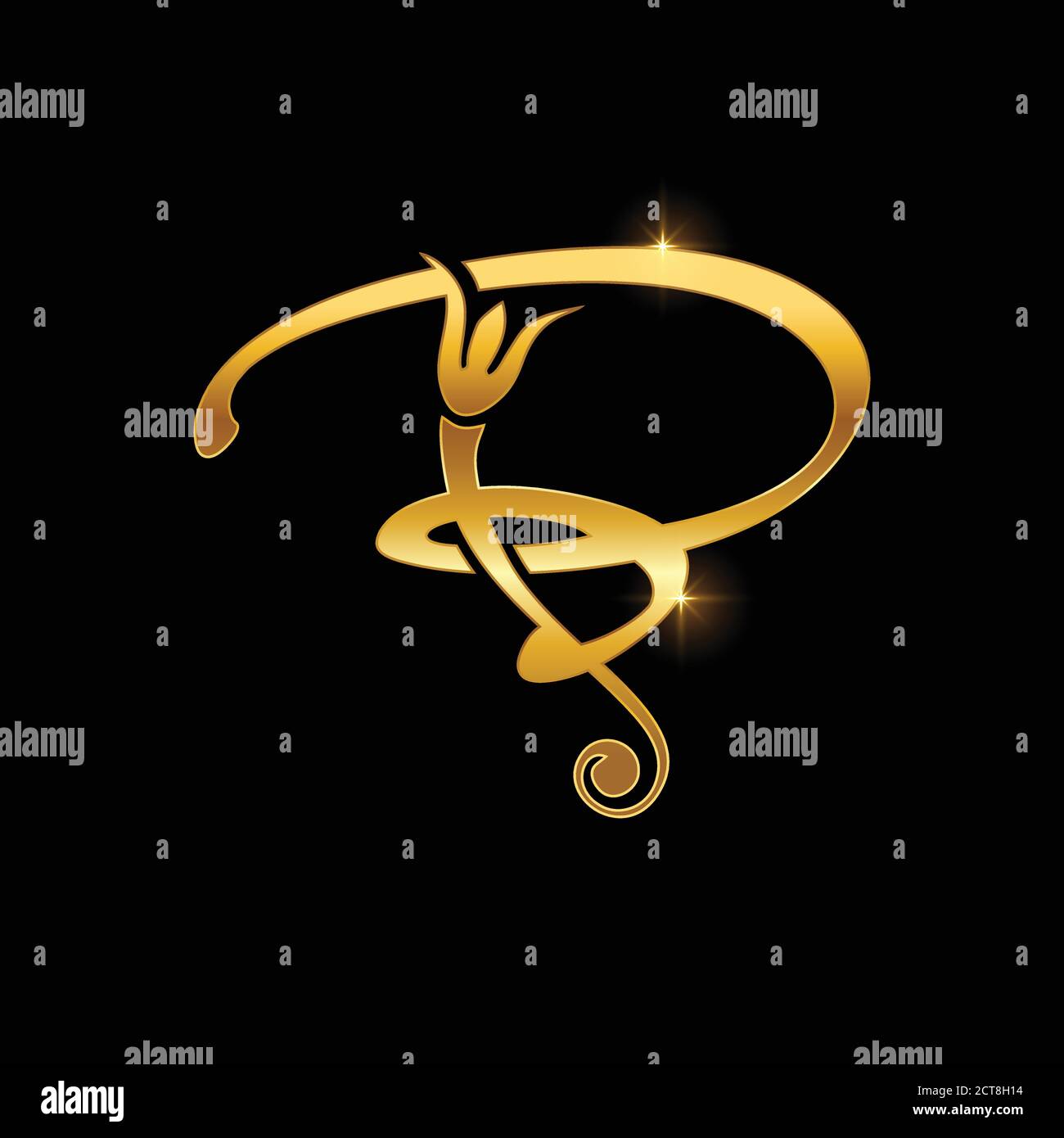 A vector Logo with Cursive Inituial letter B in gold color with black ...