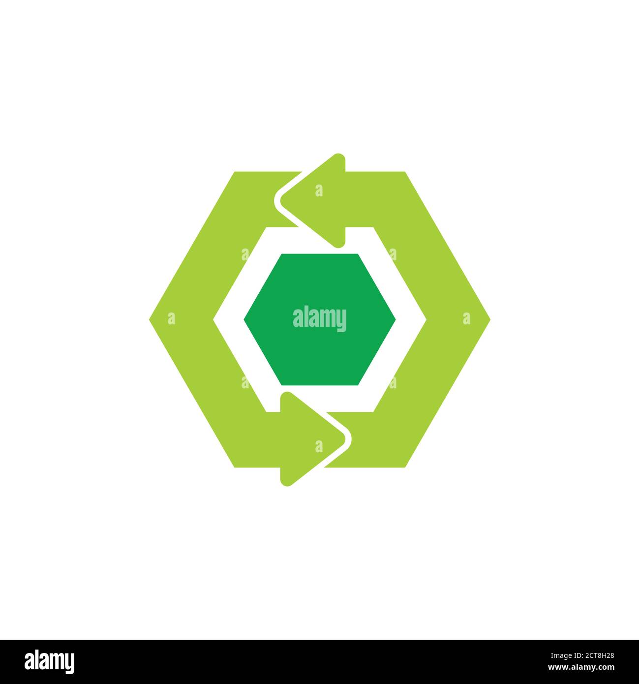 green recycle circle hexagonal arrow symbol logo vector Stock Vector