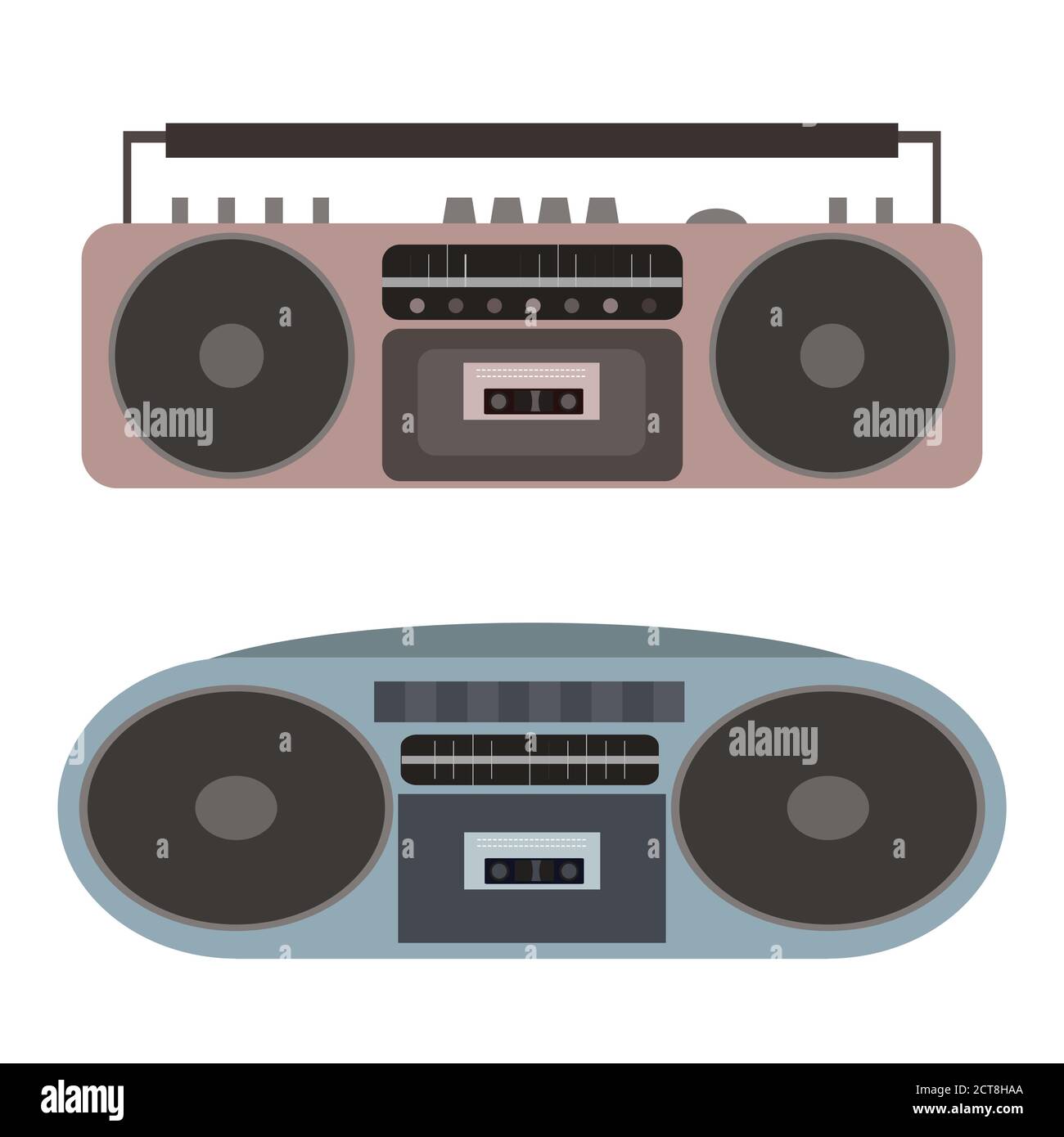 Vector set of flat cassette recorders. Vector element for your creativity Stock Vector