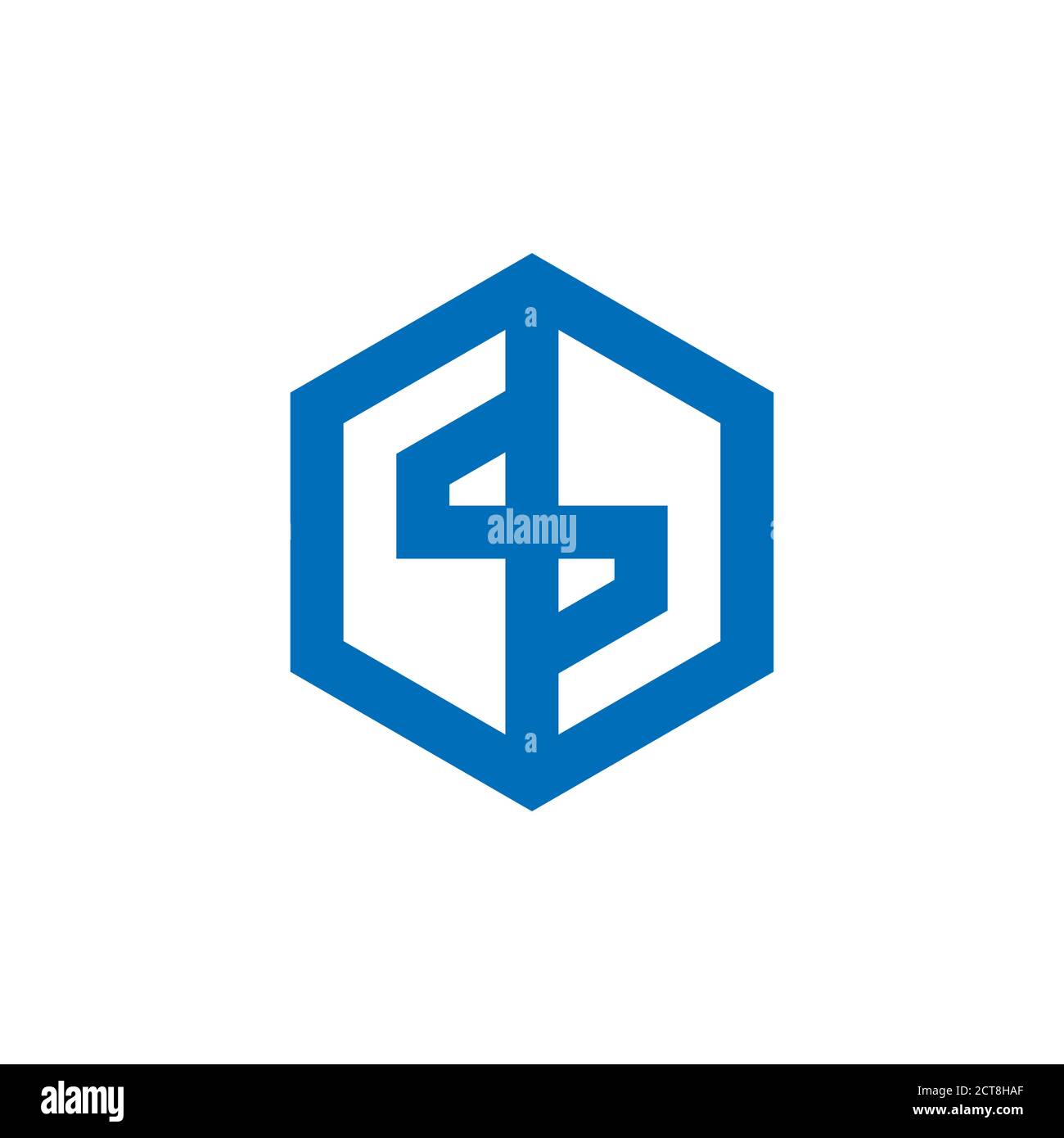 abstract letter dp line geometric hexagonal logo vector Stock Vector