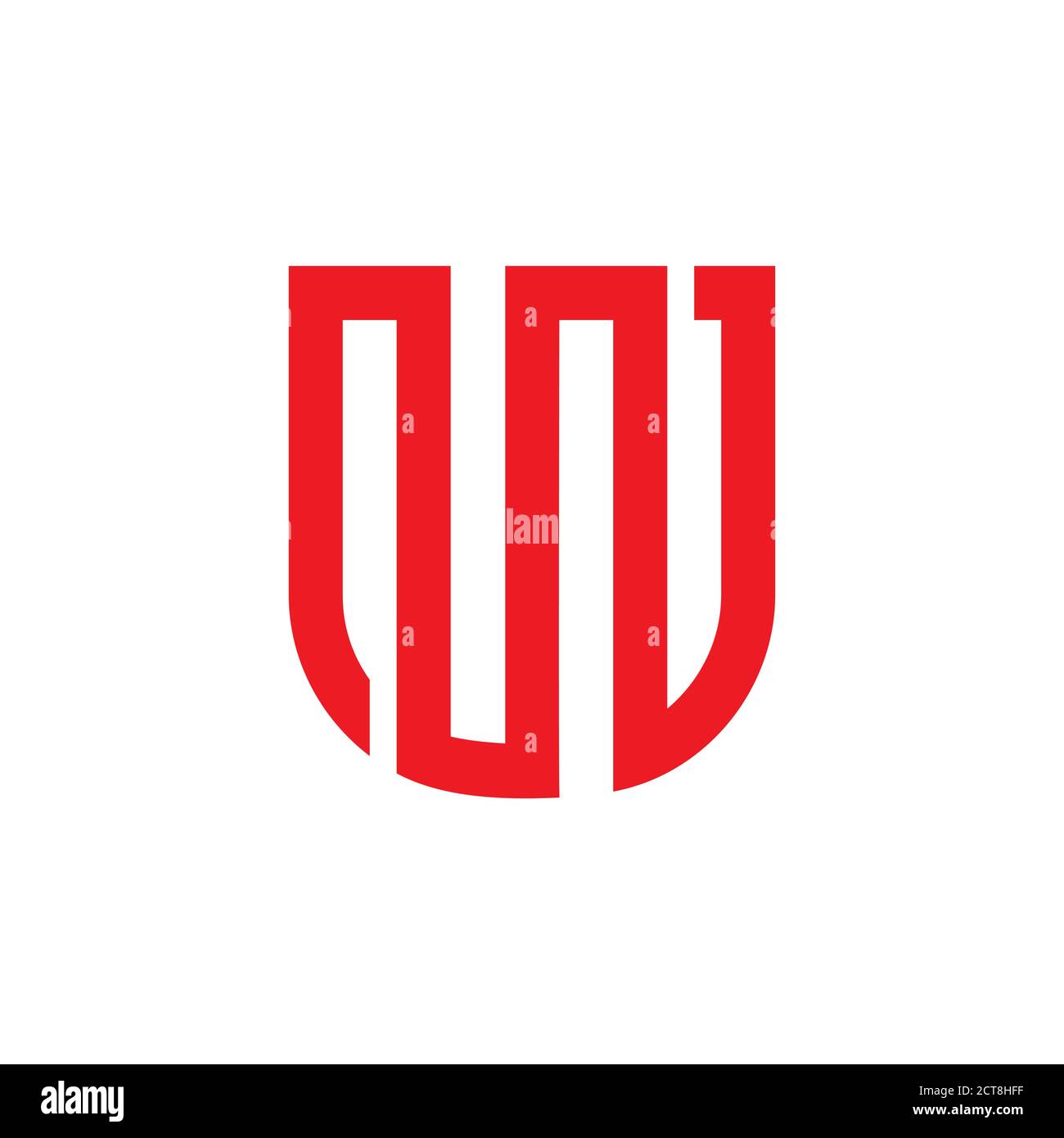 letter u stripes geometric emblem shield shape logo vector Stock Vector