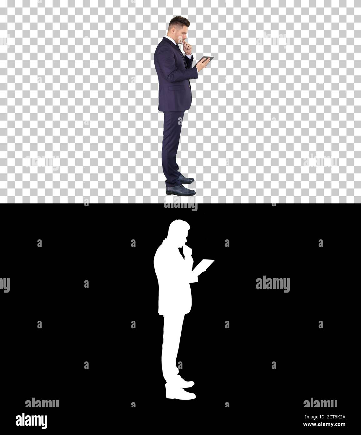 Smart senior businessman using a technology tablet, Alpha Channe Stock Photo