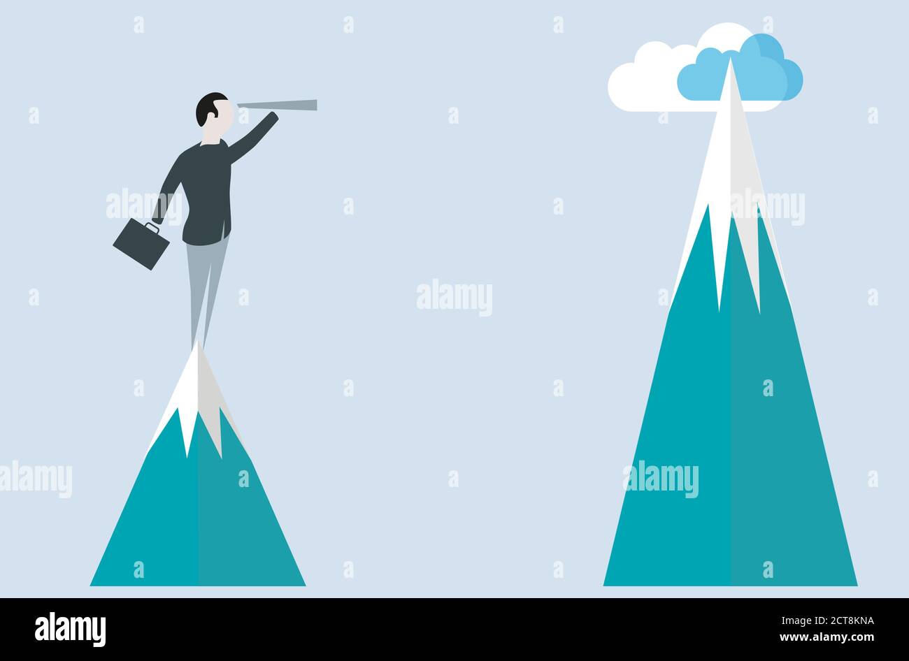 Businessman looking with the telescope to the future Stock Vector