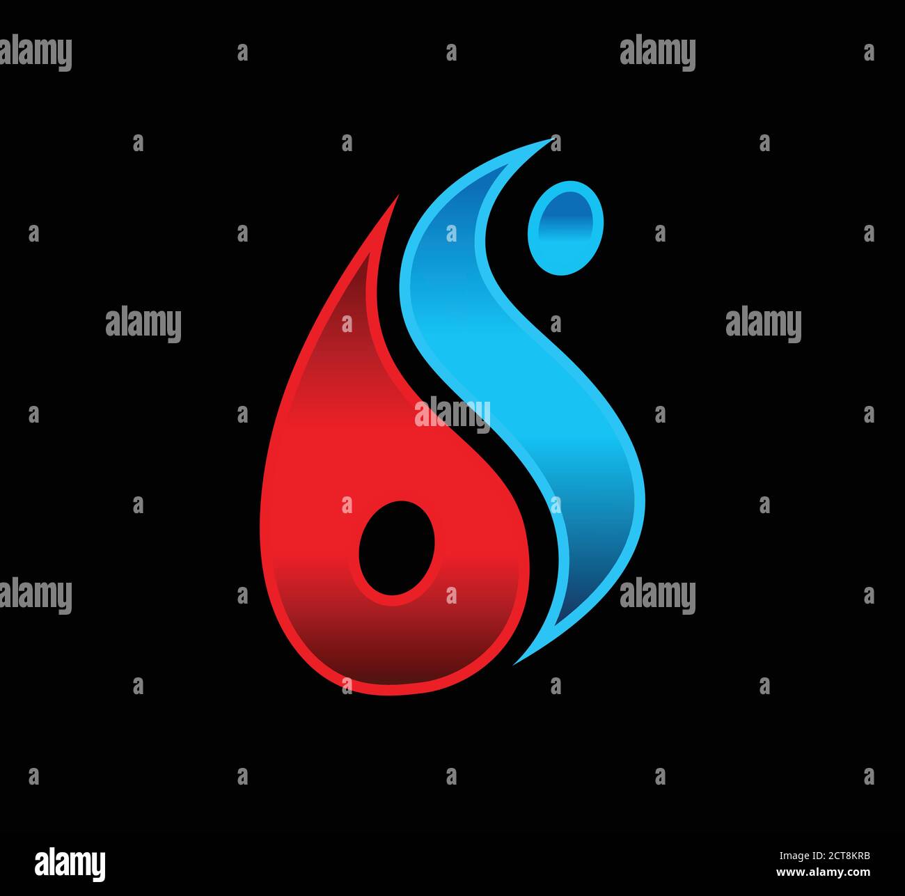 A vector illustration logo of red and blue flame logo sign Stock Vector