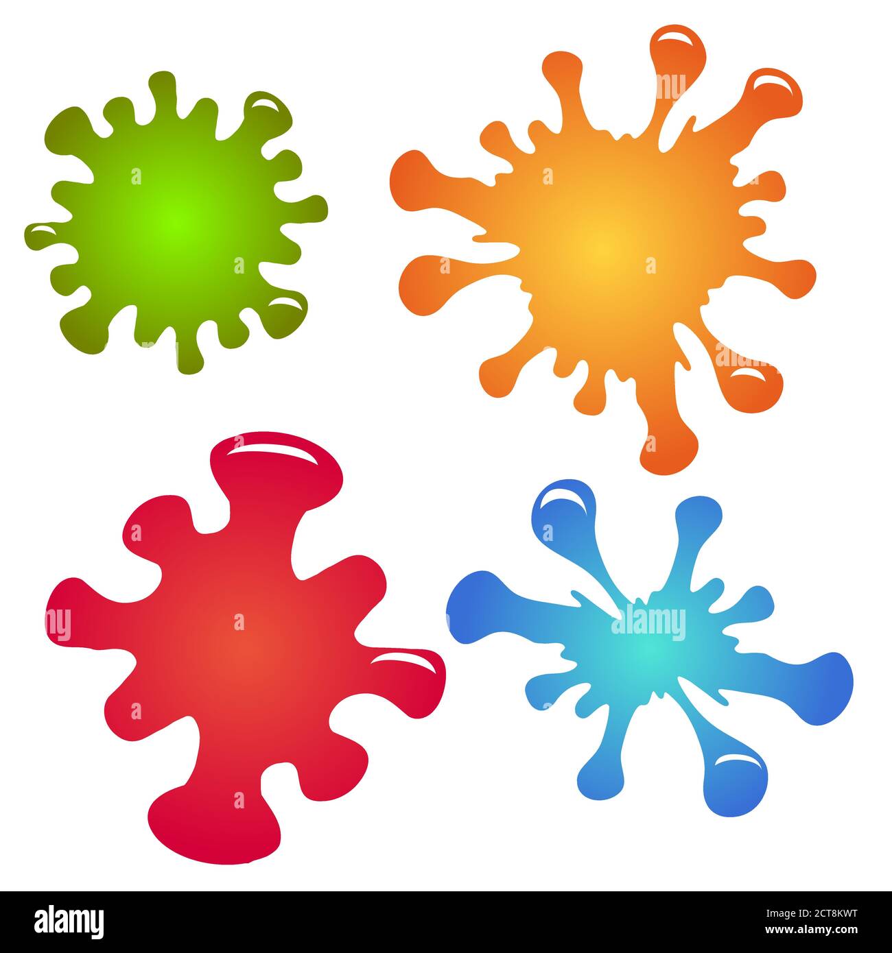 Set of multi-colored paint splashes and drops. Vector element for your creativity Stock Vector