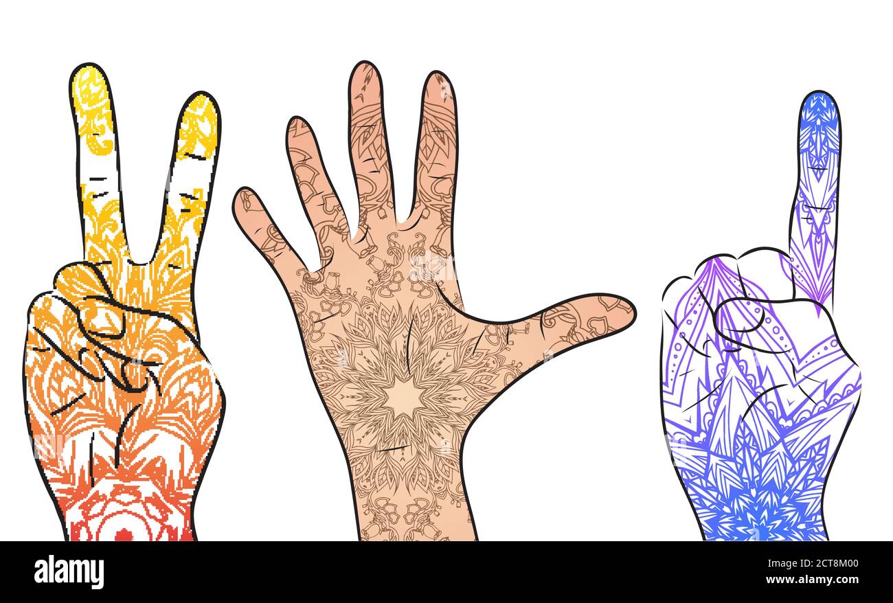 Henna patterns on hands Stock Vector Images - Alamy