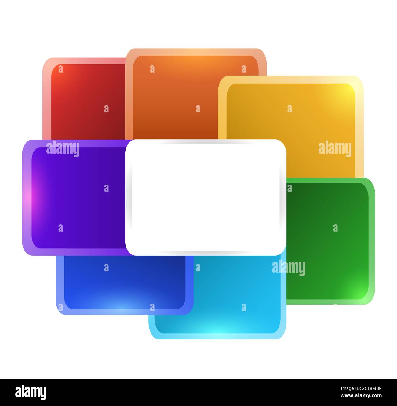Rainbow square flower for infographics with space for text. Vector element for your design Stock Vector