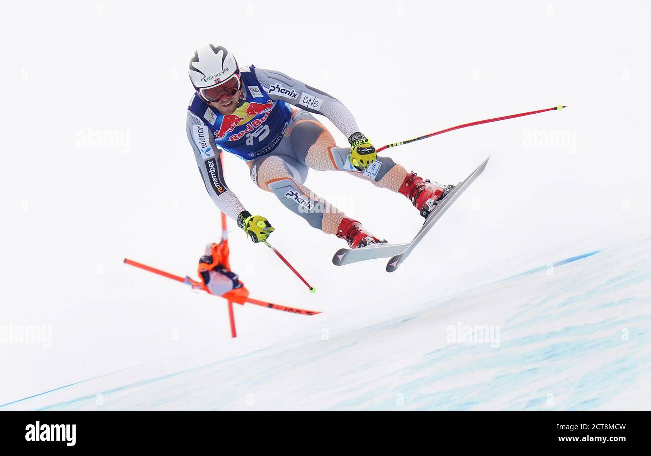 Aleksander Aamodt Kilde during the Men's Downhill event for the 2019-20 FIS Ski World Cup in Kitzbuhel, Austria.  PHOTO CREDIT: © MARK PAIN / ALAMY Stock Photo
