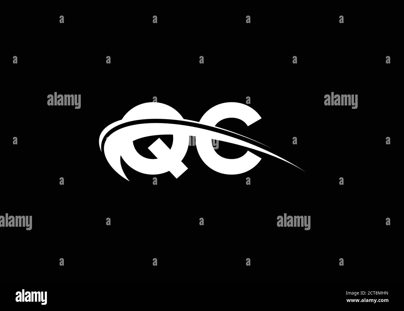 Initial Monogram Letter Q C Logo Design Vector Template. Q C Letter Logo Design Stock Vector