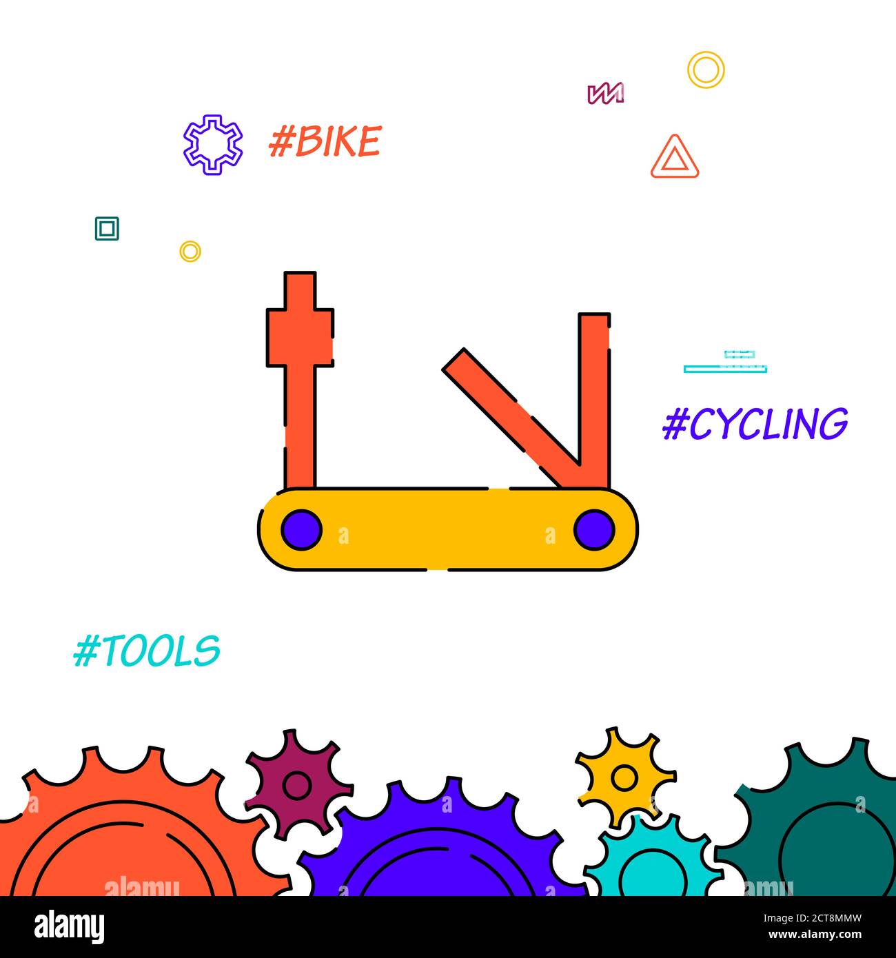 Bicycle multi tool filled line vector icon, simple illustration ...