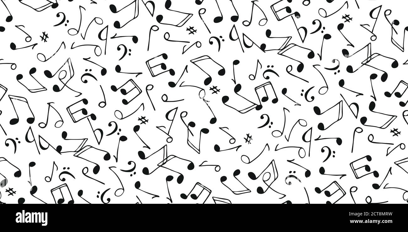 Seamless Flying Musical Notes On White. Musical Symbols For Banner Of  Festival, Print Design, Melody Recording, Design Back Layers. Template  Musical N Stock Vector Image & Art - Alamy