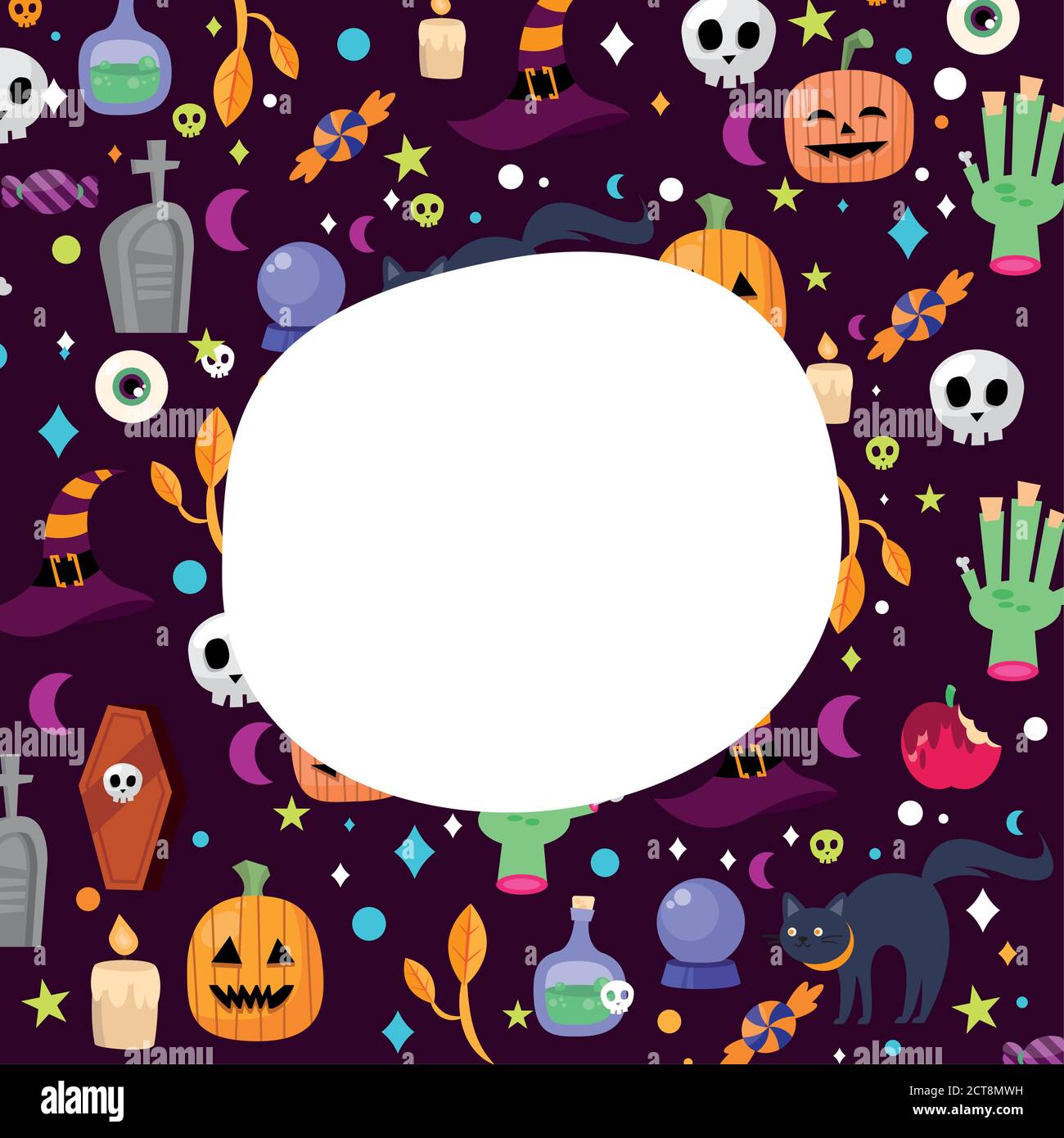 Halloween cartoons background with space for text design, Holiday and ...