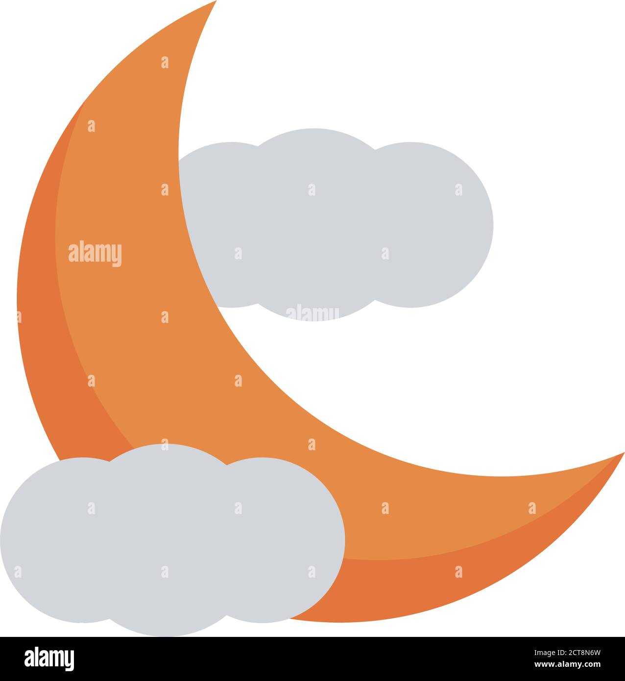 crescent moon and clouds flat style icon vector illustration design ...