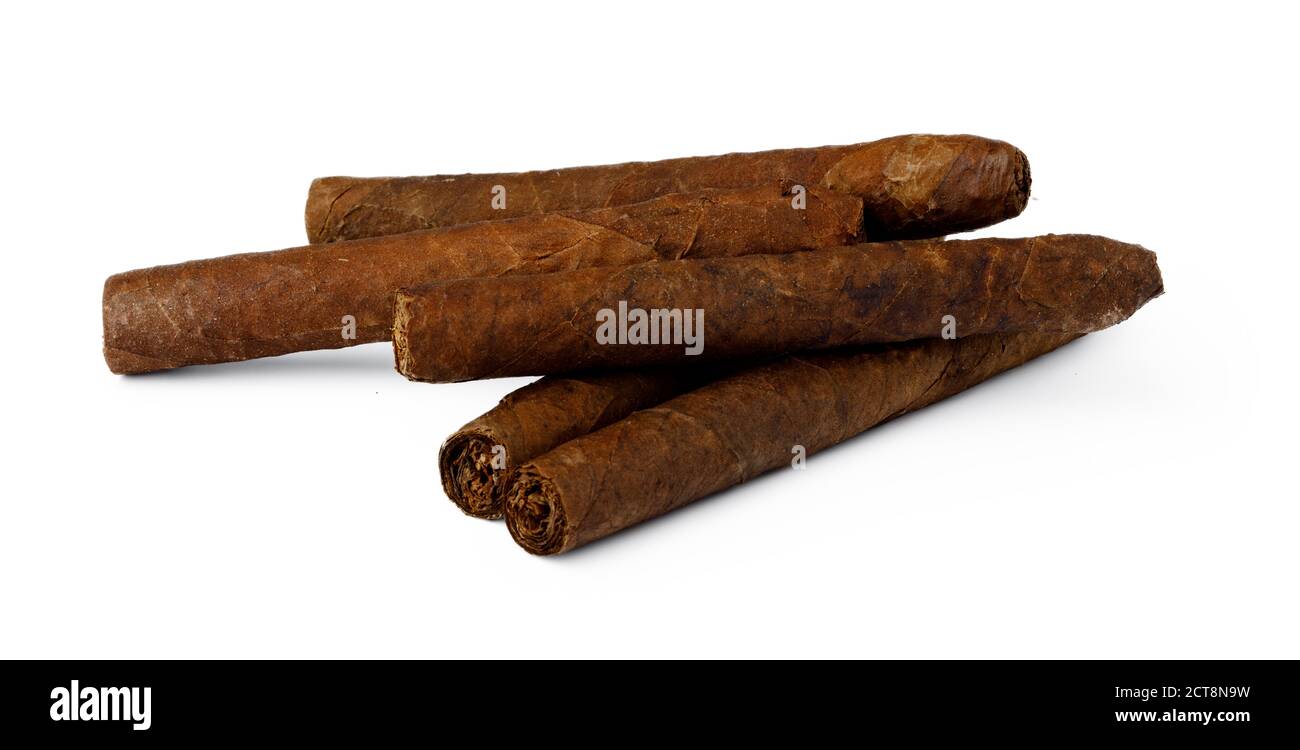 Bunch of hand rolled cigars isolated on white Stock Photo Alamy