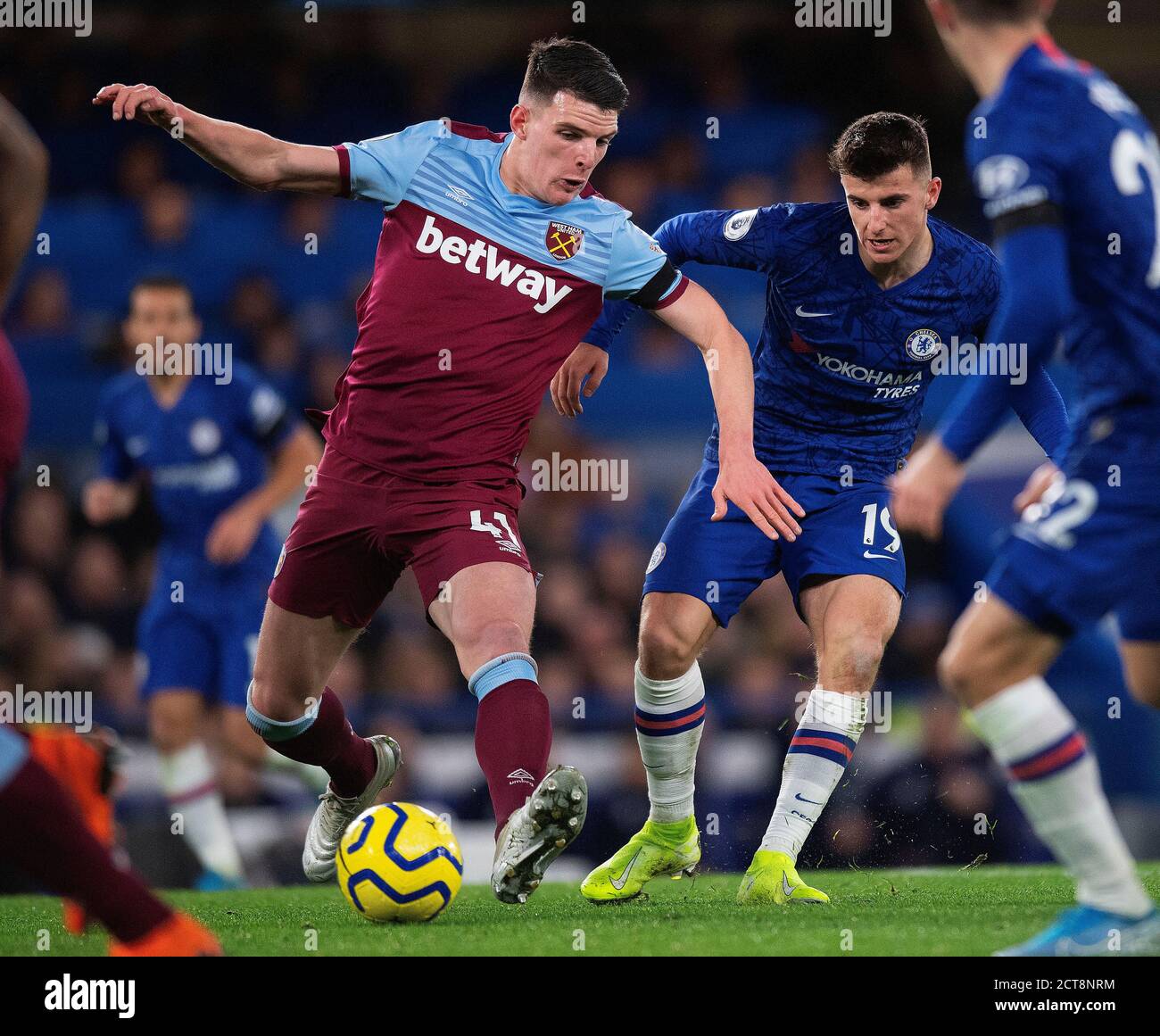 Chelsea's Mason Mount battles with Declan Rice. PHOTO CREDIT