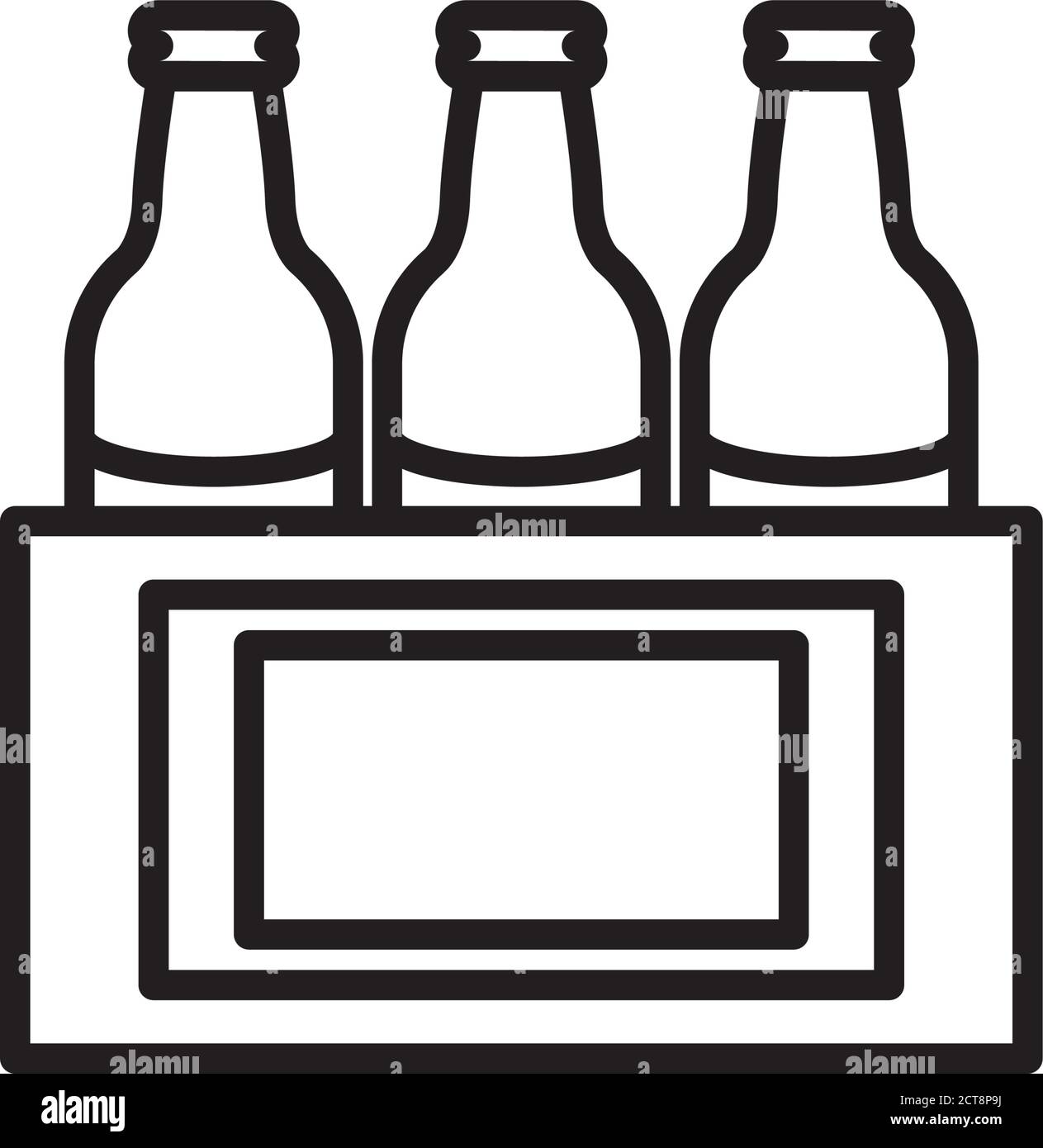 beers bottles in pack line style icon vector illustration design Stock Vector