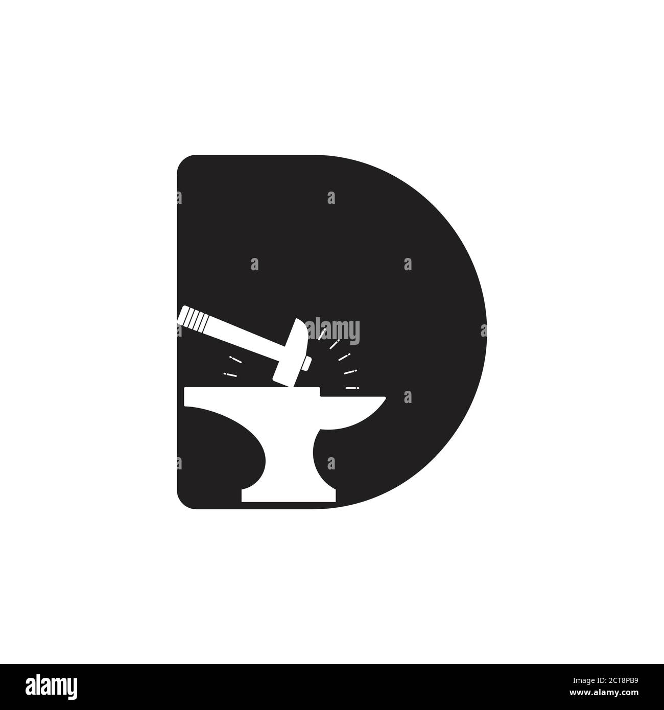 letter d spark iron hammer blacksmith symbol logo vector Stock Vector