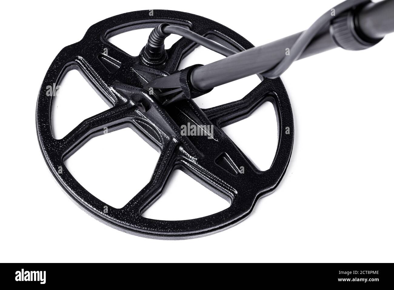 Black metal detector isolated on white background Stock Photo - Alamy