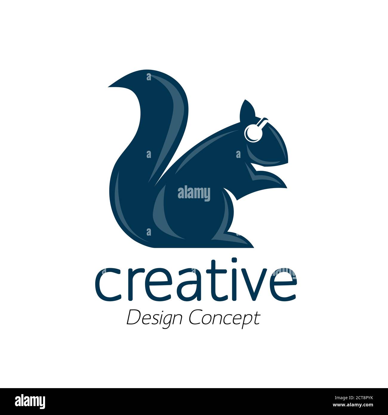 squirrel with headphones vector flat musical logo template Stock Vector