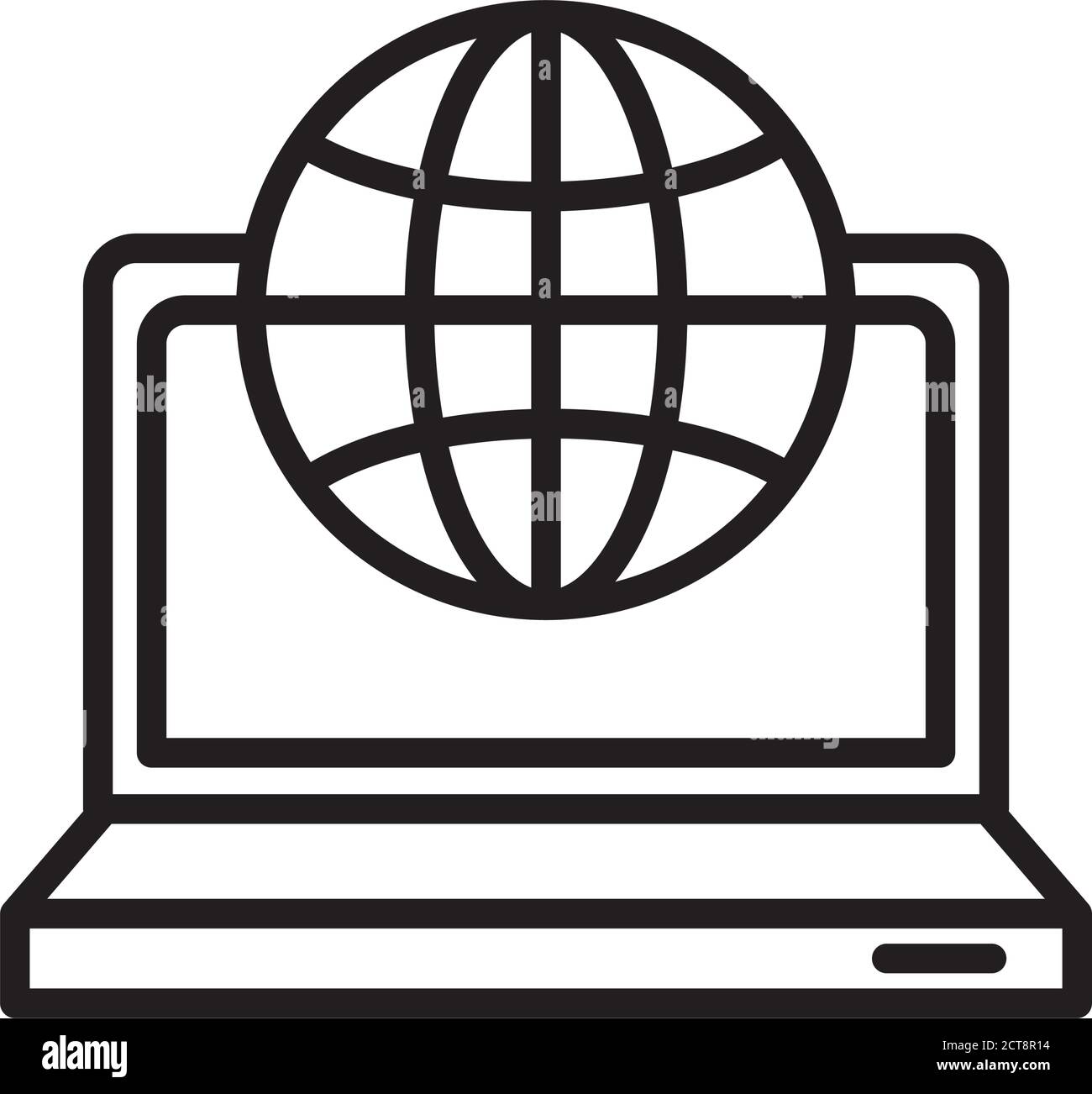laptop computer portable with sphere line style icon vector illustration design Stock Vector