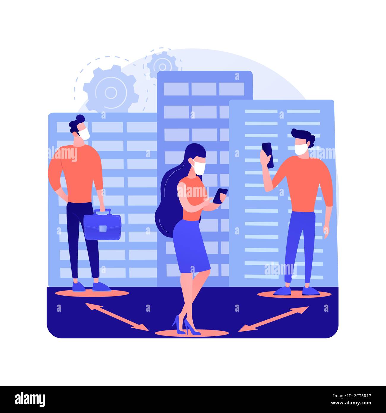 Social distancing abstract concept vector illustration Stock Vector ...