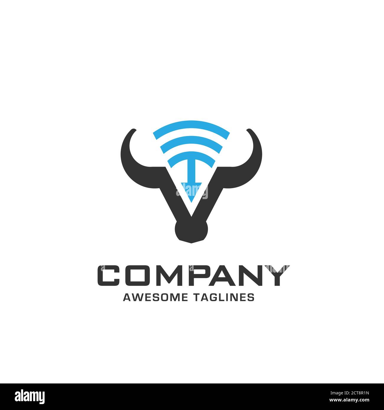 Bull head power vector with WiFi and arrow logo concept illustration Stock Vector