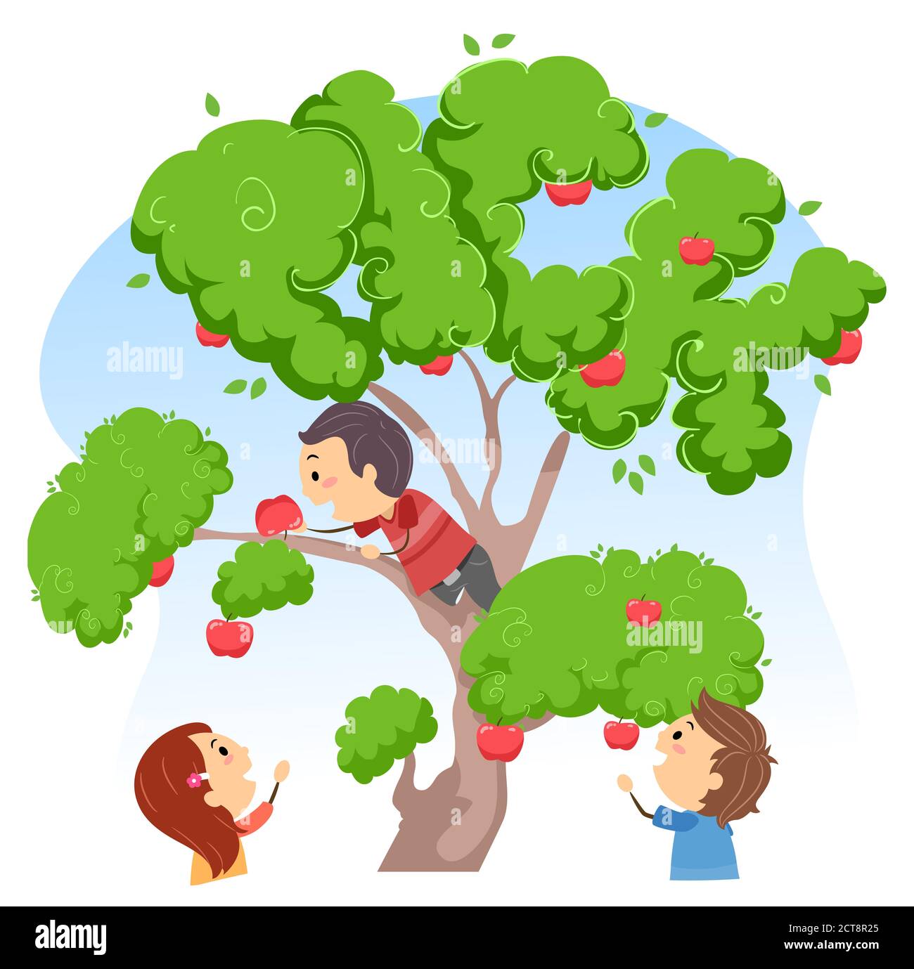 Children picking apple tree Cut Out Stock Images & Pictures - Alamy