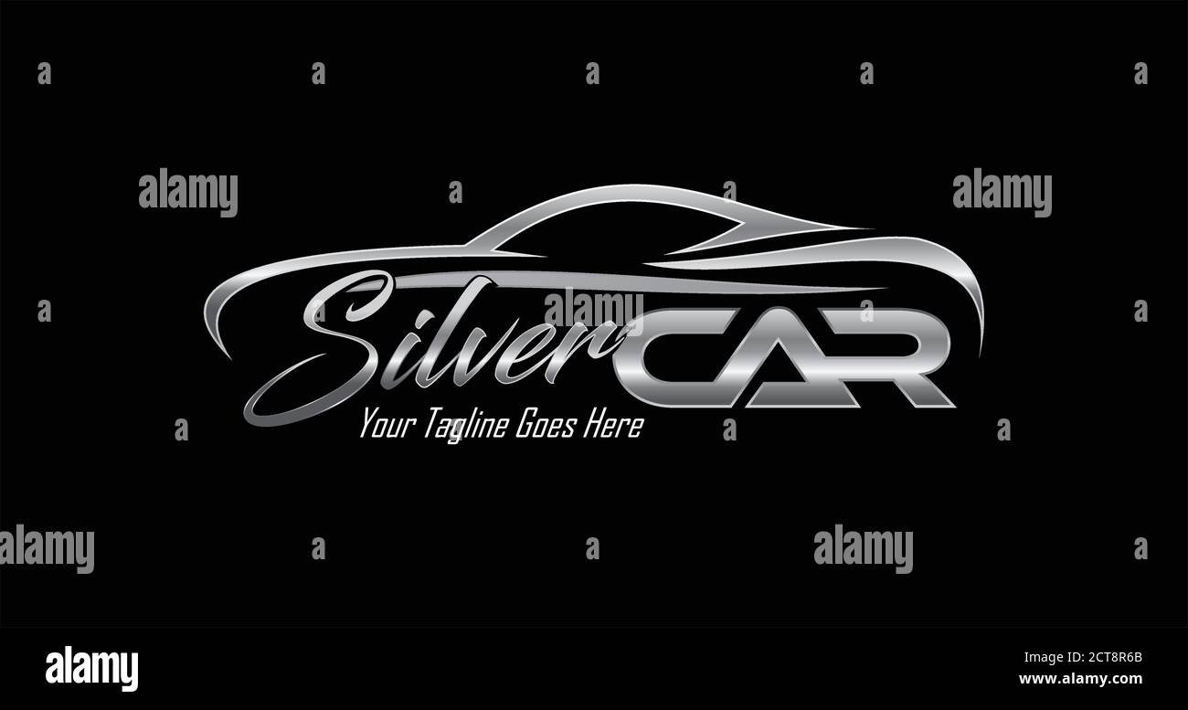 A vector logo illustration of Silver Car Stock Logo Sign Stock Vector