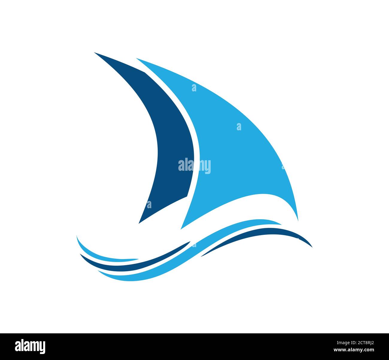 A vector illustration logo of Water wave and sail logo sign in blue ...
