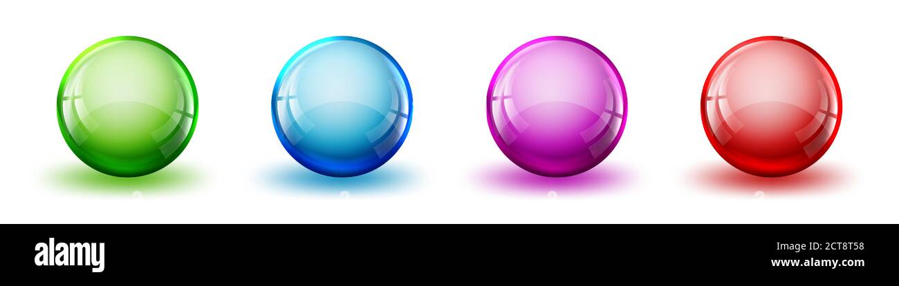 Set of color glossy balls. Abstract realistic balls with shadows ...