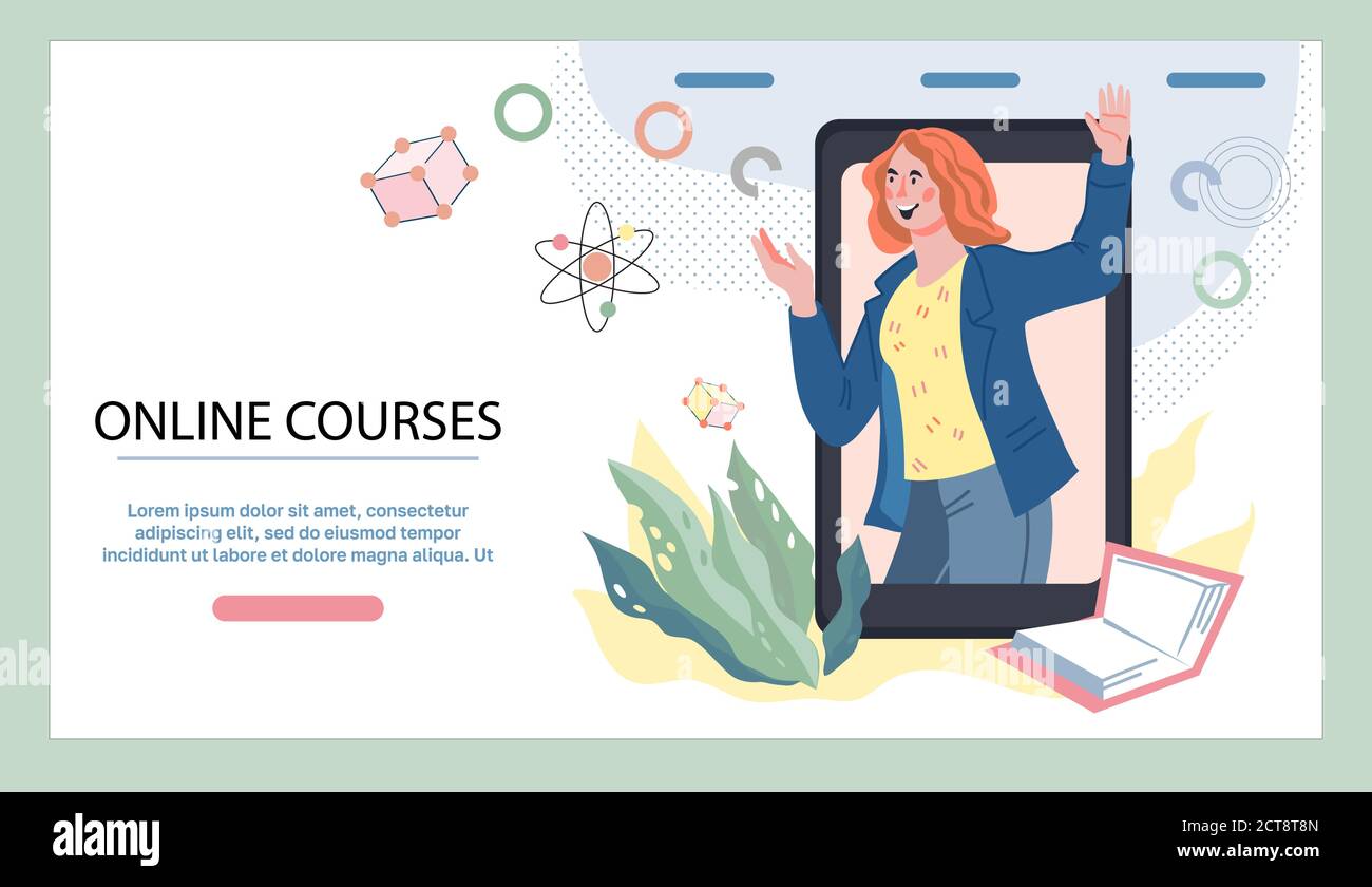 Online educational distance courses website banner or landing page ...