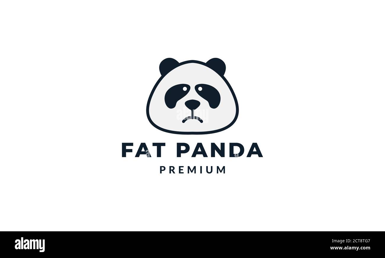 cute face panda sad or angry logo icon vector illustration Stock Vector