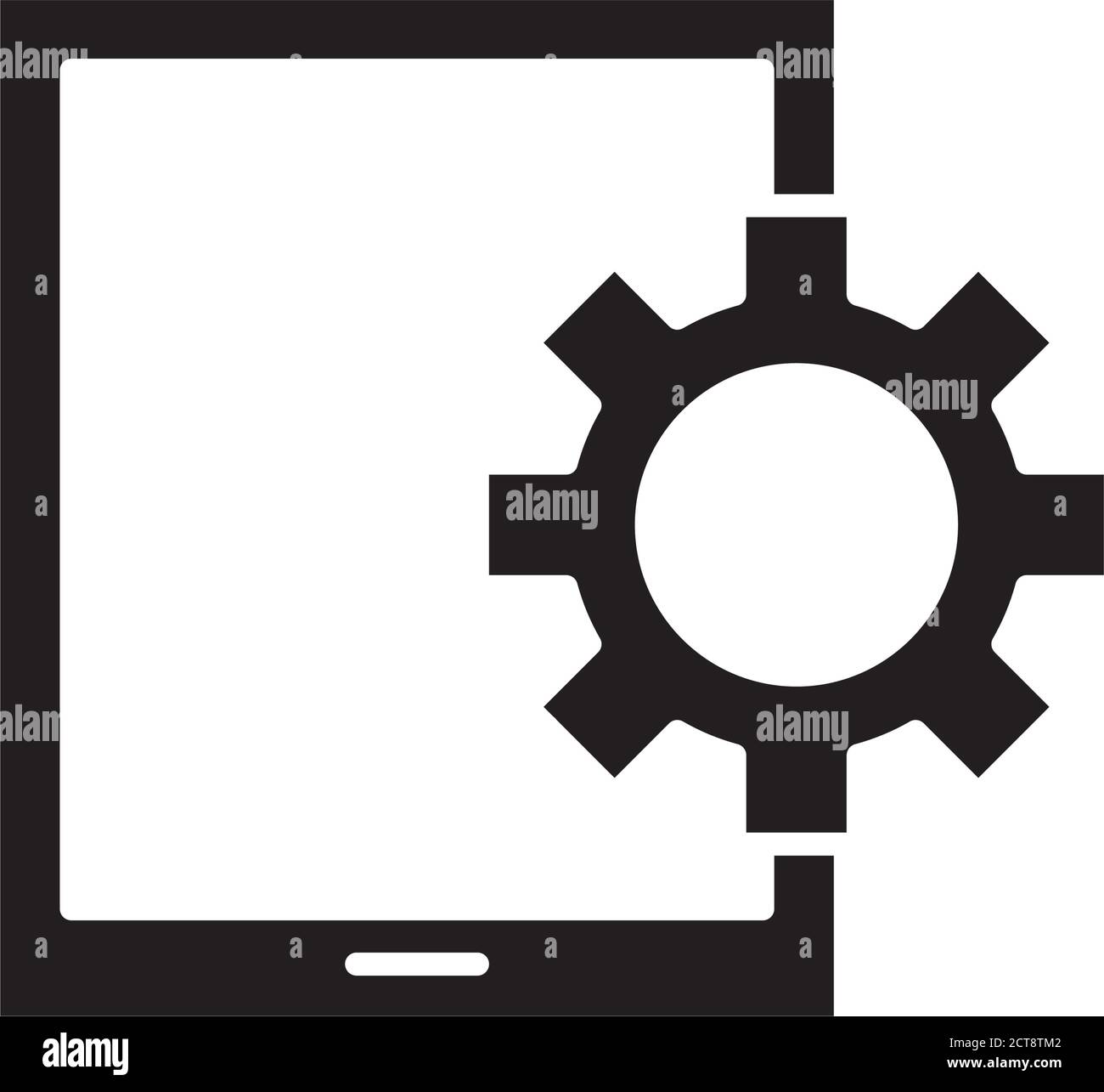 tablet device tech with gear silhouette style icon vector illustration ...