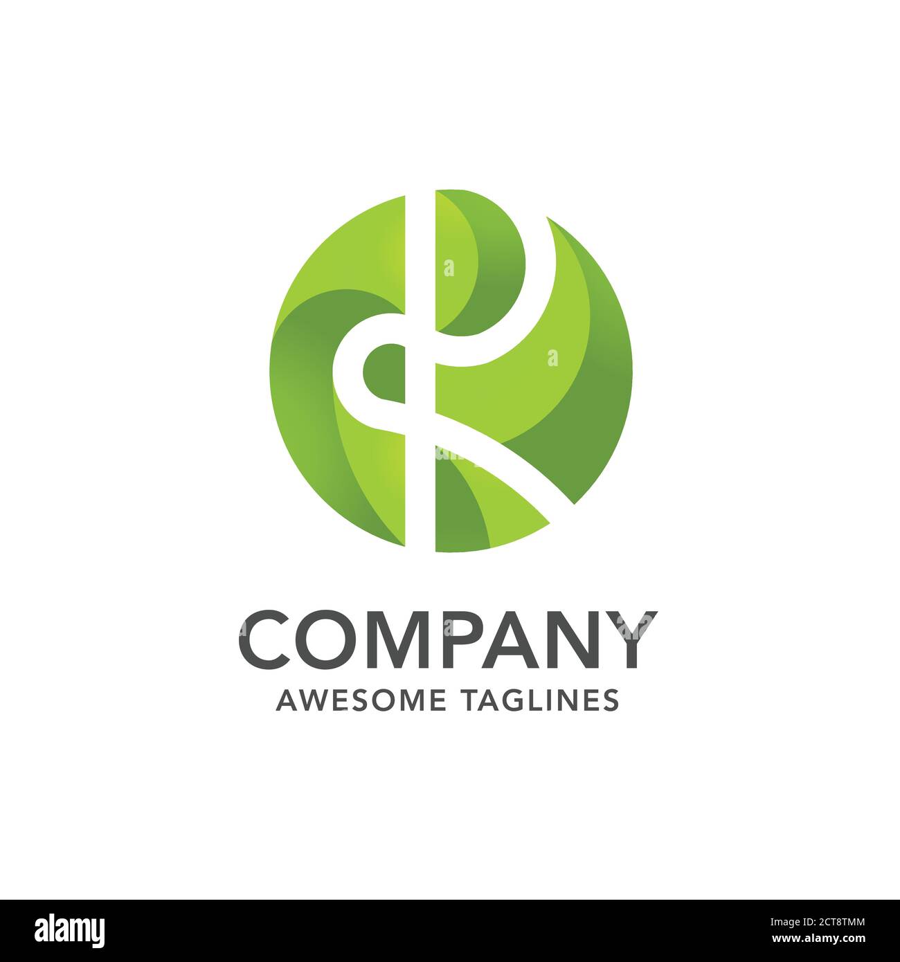 circle green leaf with hidden letter r logo vector concept, creative ...