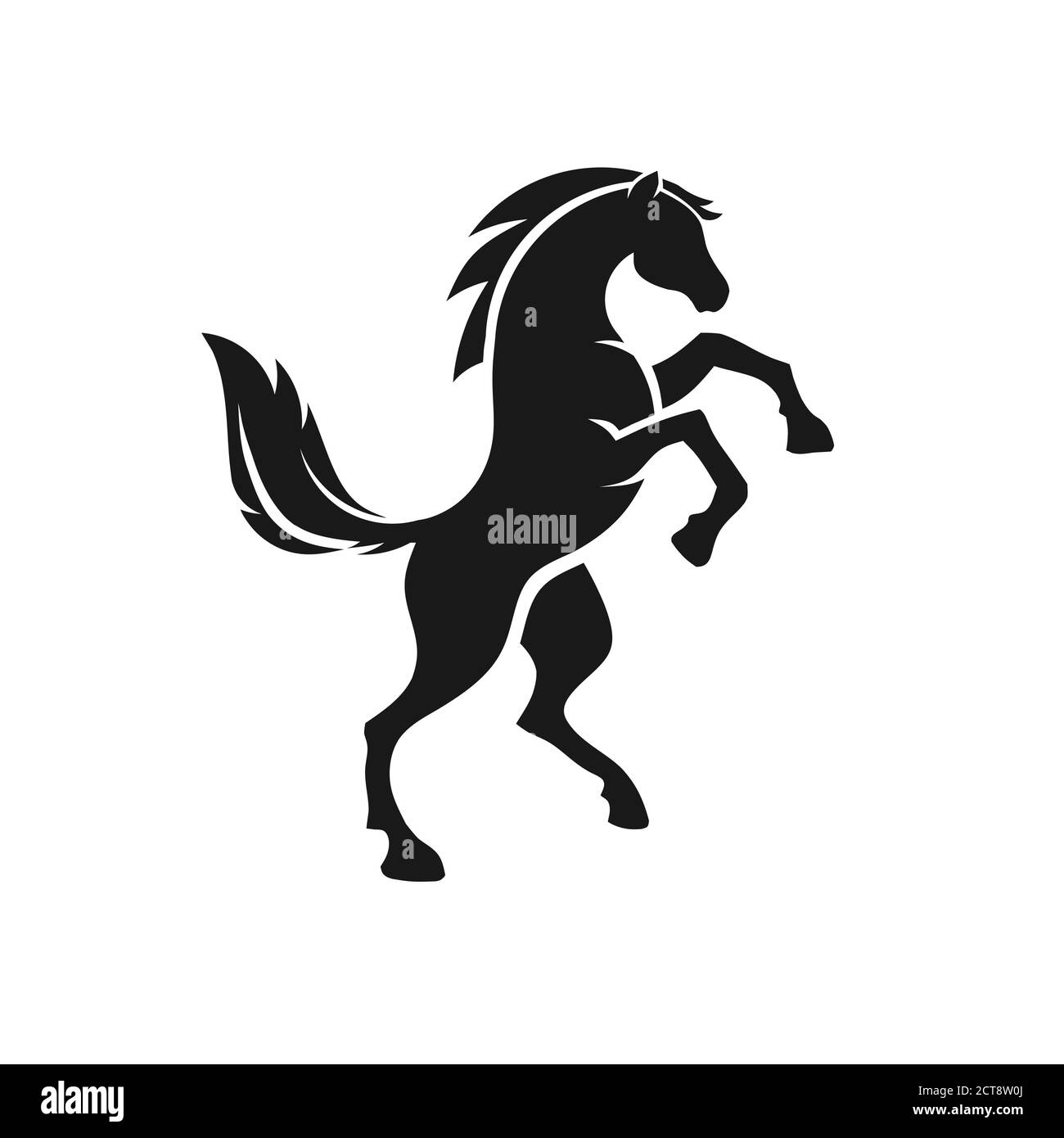 standing horse side view black vector silhouette design Stock Vector