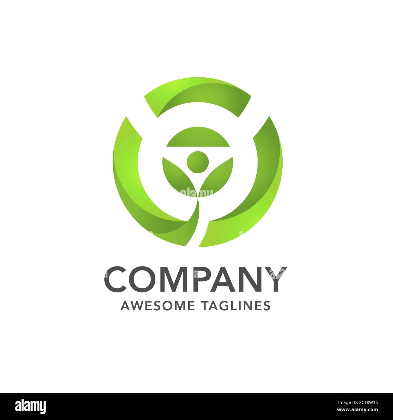 sprout leaf with green circle logo vector Stock Vector