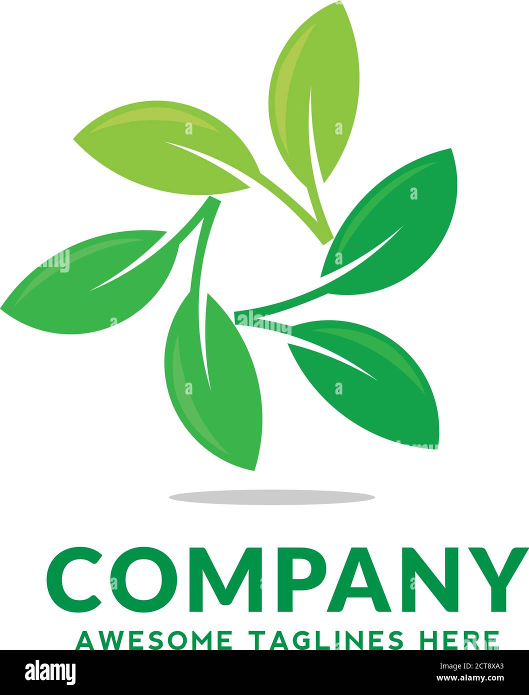 creative circle green leaf ecology nature element vector logo design template Stock Vector