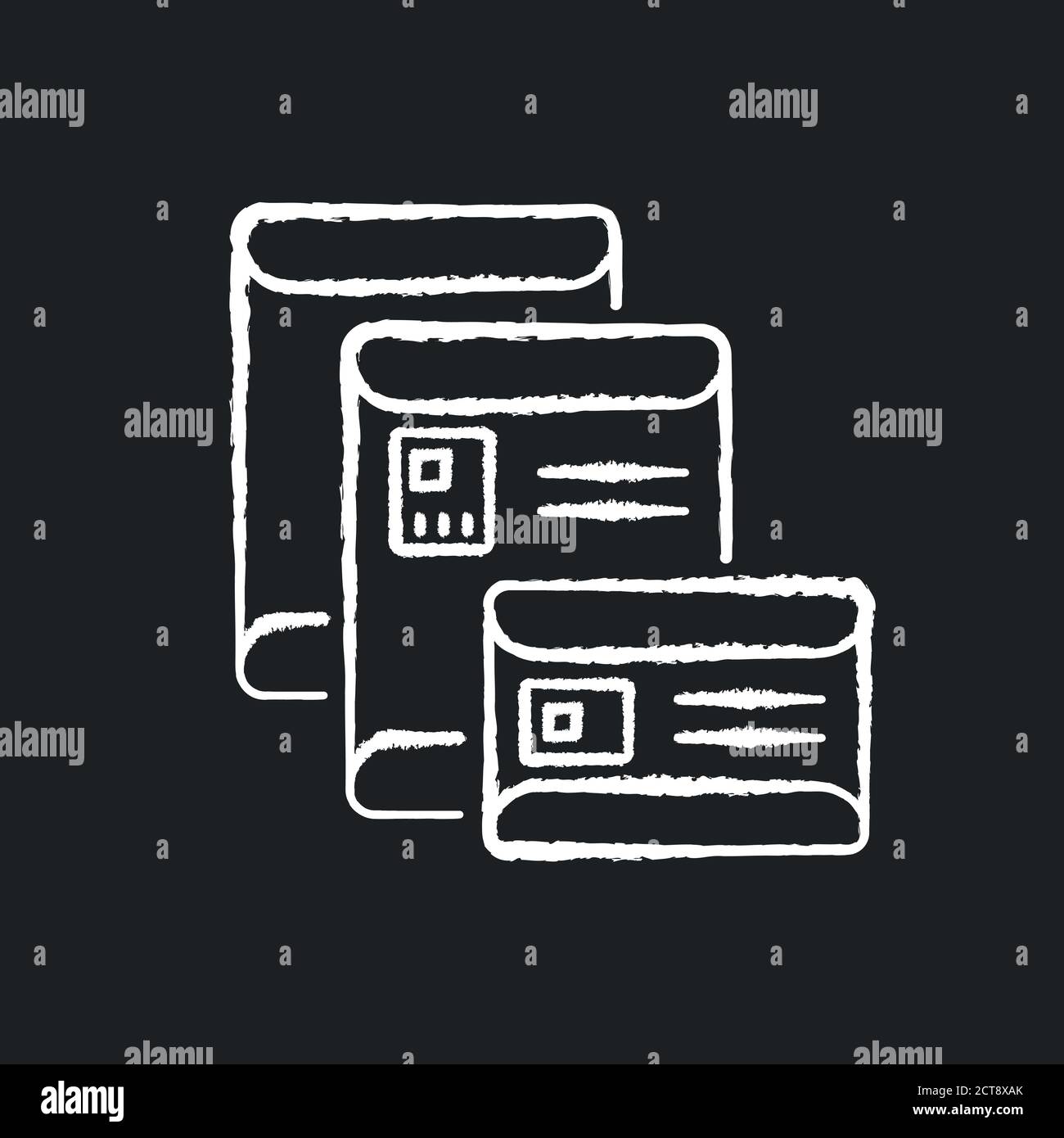 Envelopes chalk white icon on black background Stock Vector