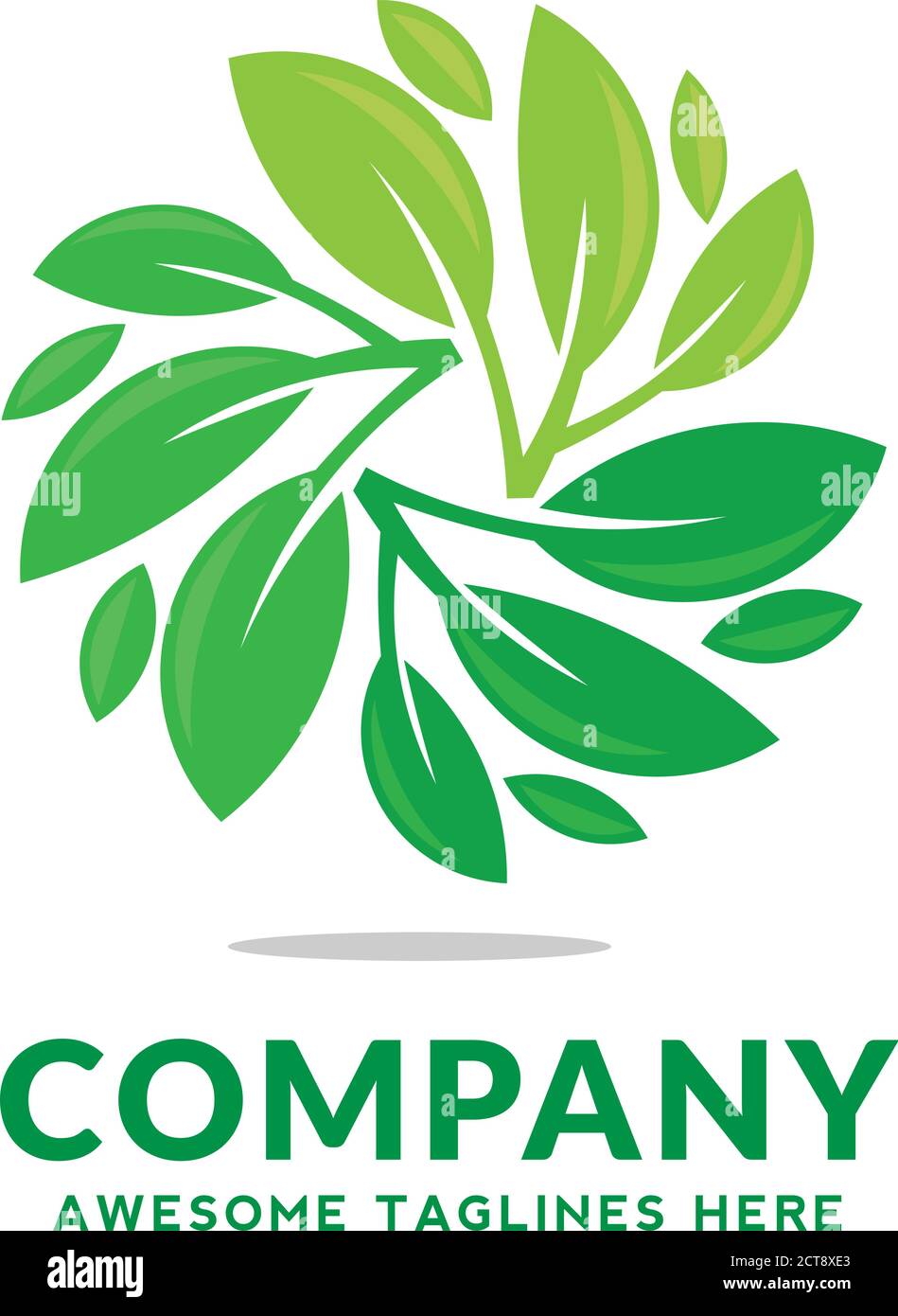 creative circle green leaf ecology nature element vector logo design template Stock Vector