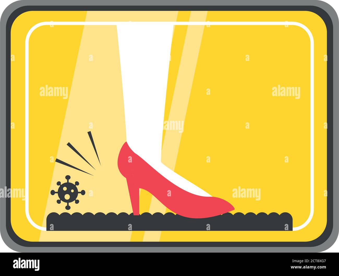 female heel shoe desinfection in warning sign detailed style icon design of New normal and Covid 19 virus theme Vector illustration Stock Vector