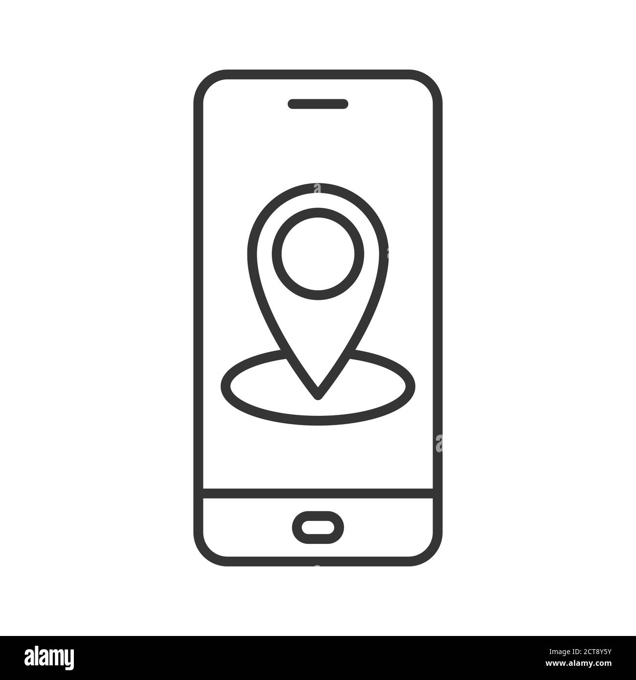 Smartphone with map pin icon. Mobile GPS icon. Navigation application ...