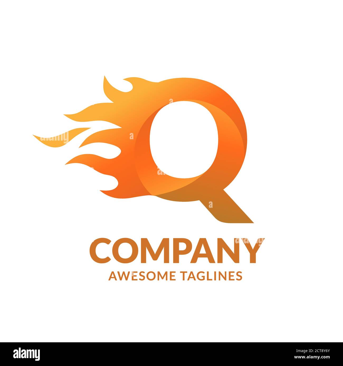 creative Letter Q and fire Logo template design vector concept Stock Vector