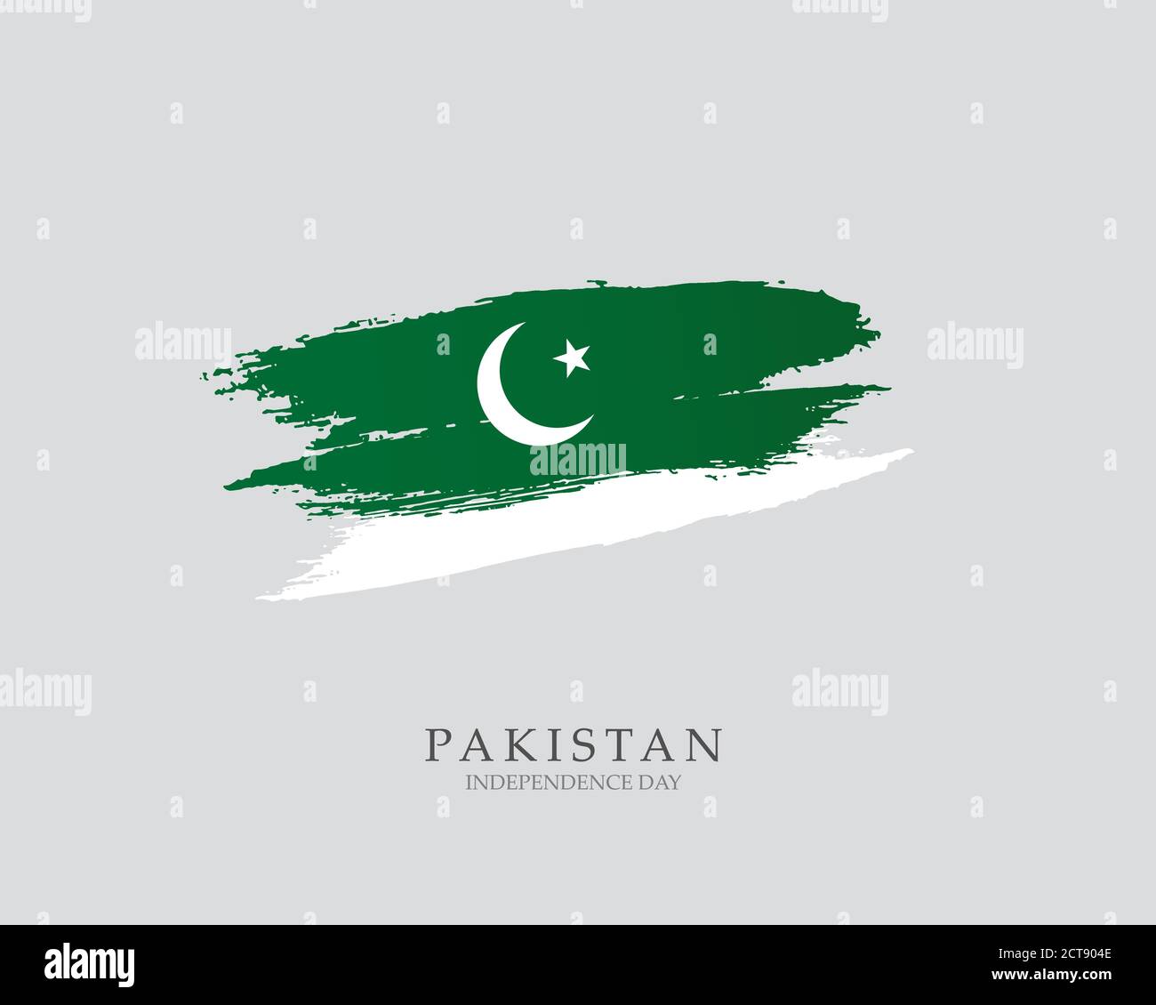 Flag of Pakistan Brush strokes drawn by hand Vector illustration on white background Independence Day Stock Vector