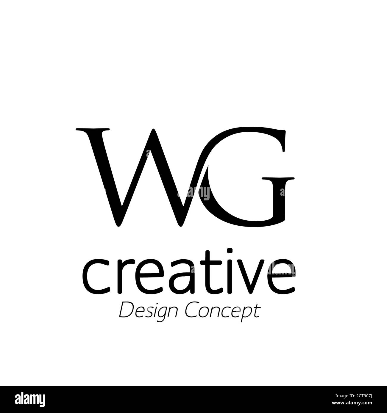 creative initial connected letters wg logo monogram style Stock Vector