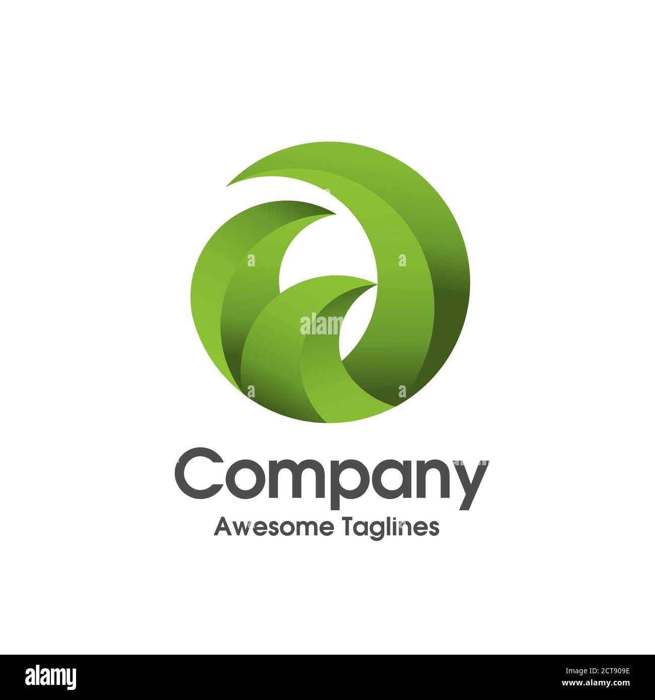 creative simple circle innovation green leaf ecology nature element vector icon Stock Vector