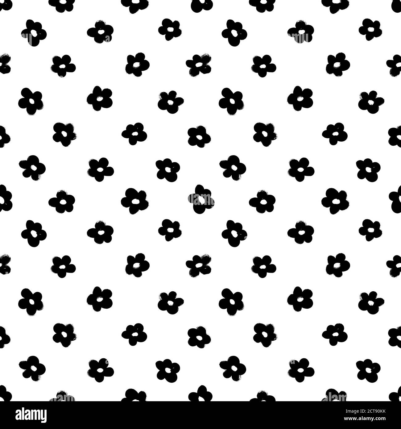Black abstract flowers vector seamless pattern. Stock Vector