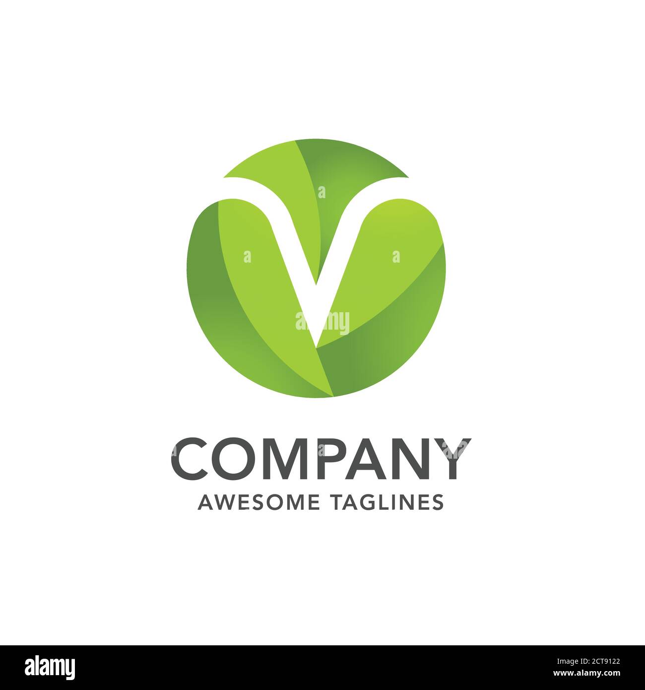 circle green leaf with hidden letter m logo vector concept, creative initial letter m with leaf logo vector Stock Vector