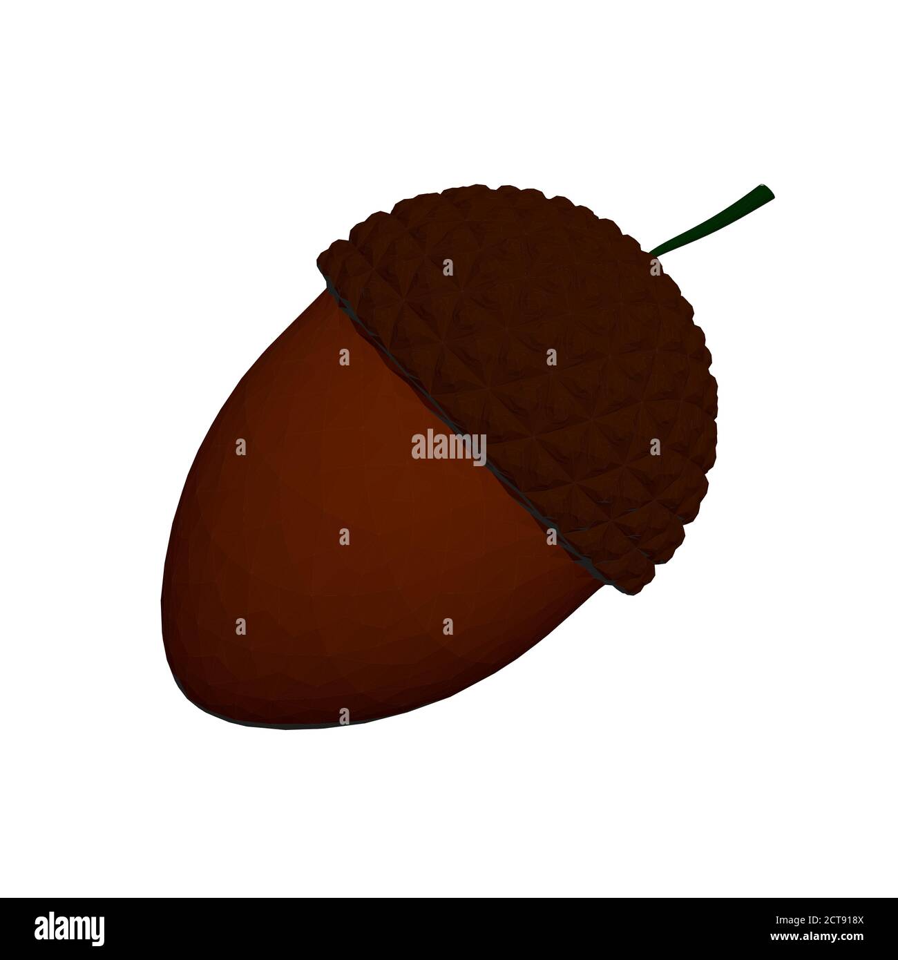 Brown acorn isolated on white background. 3D. Vector illustration Stock Vector