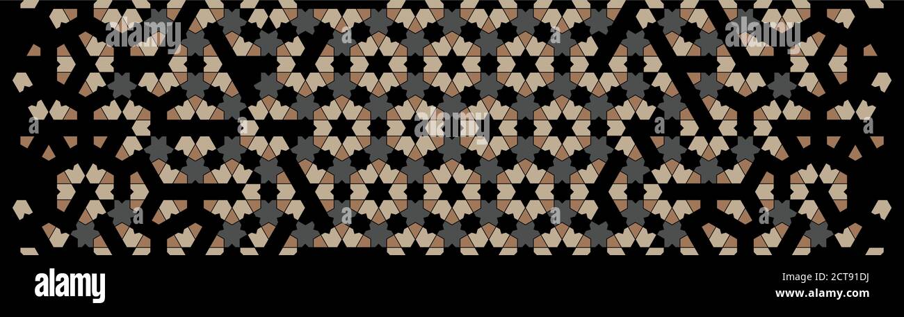 Geometric modern dark islamic pattern. Geometric halftone texture with color tile disintegration Stock Vector