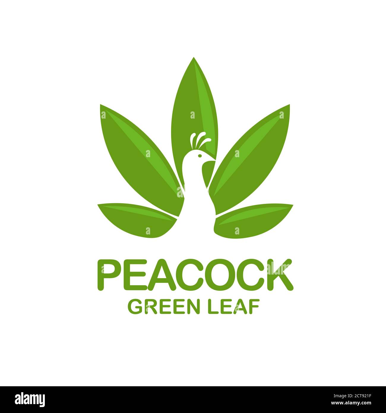 creative simple peacock with green leaf logo design vector Stock Vector